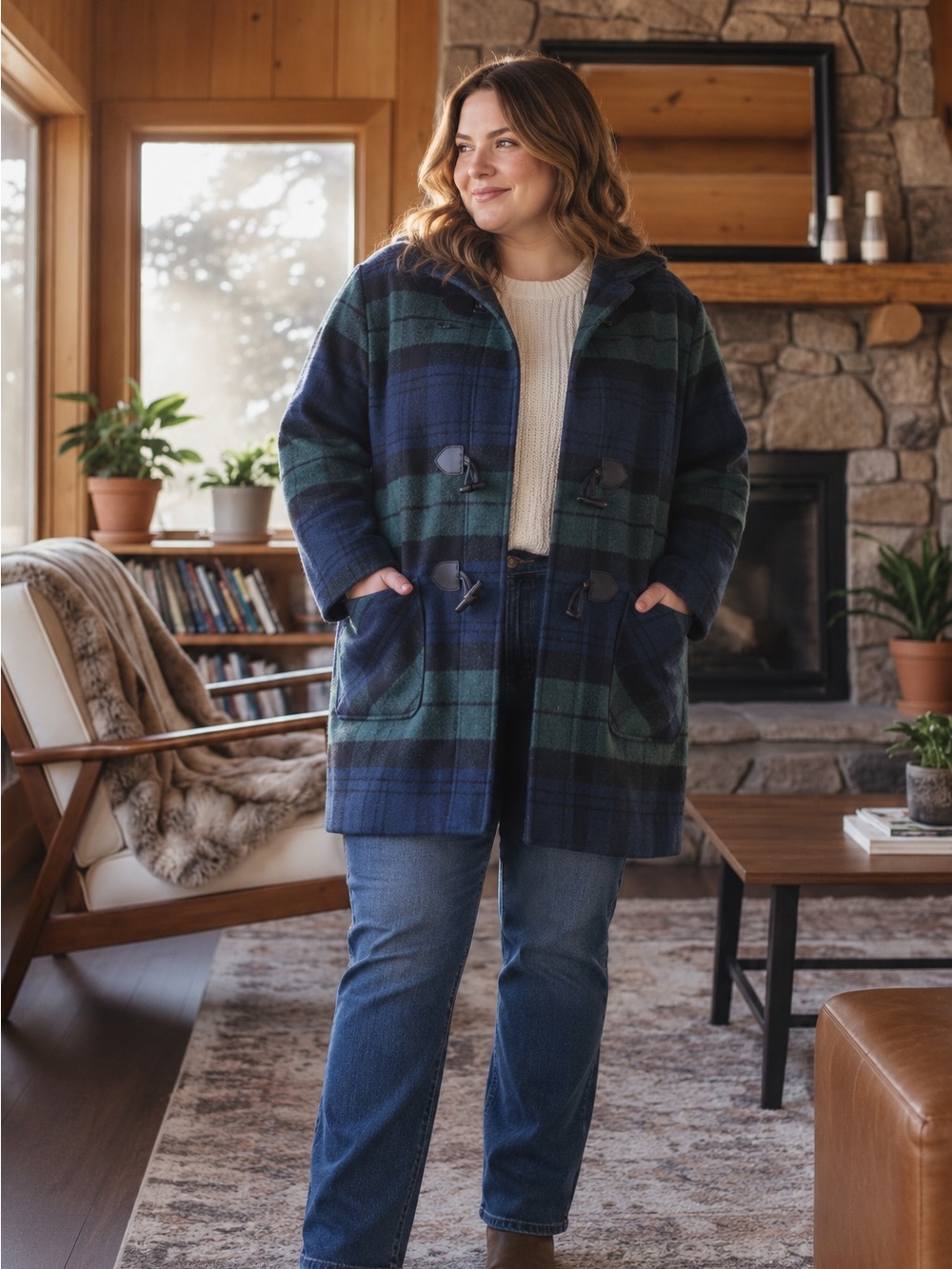 Vintage SEQUENCE Wool Plaid Hooded Toggle Coat Canadian Made Barn Jacket